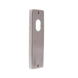 Lockwood Furniture Square End Plate Visible Fix with Cylinder Hole Only Satin Chrome - 1900SC