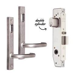 Lockwood 3782 Narrow Stile Double Cylinder Lock Kit with Square End Plate Furniture Satin Chrome and KD Cylinders - 3782KIT01