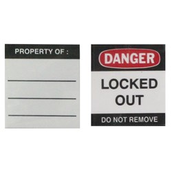 ABUS LOCK OUT LABEL 74/40 SET of 2, Front/Back STICKER Pk=50