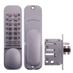 Borg Mechanical Digital Door Lock with Knob and 28mm Mortice Latch Satin Chrome - BL2002SC