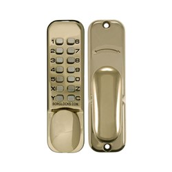 Borg Mechanical Digital Door Lock with Knob and Holdback Polished Brass - BL2200PB