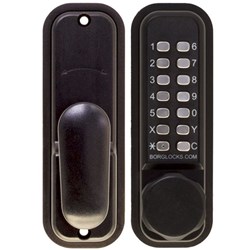 Borg Mechanical Digital Door Lock with Knob Easicode Pro and Holdback Marine Grade Black - BL2601MGPROECP