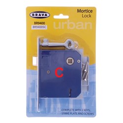 Brava Urban Mortice Lock 2 Lever KA to C Key Satin Chrome - BR9400SCKAC