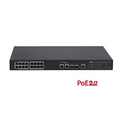 DAHUA 18-Port gigabit ethernet switch, 16 port PoE, 2 uplink gigabit combo ports, 240W, 3YR (DH-PFS4218-16GT2GF-240)