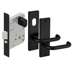 Dormakaba MS2602 Classroom Lock Kit with 6600 Square End Plate Furniture and KD Cylinder PVD Black - MS2602KIT/CLA/KDBLK 9400000015142