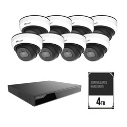 Milesight 8 Channel Camera Kit including 8x 5MP Mini Dome Fixed Lens Cameras and 4TB HDD, NDAA Compliant