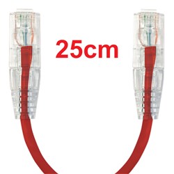 Neptune Cat6 Ultra-Thin Patch Lead, 25cm, Red