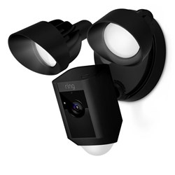 RING FLOODLIGHT CAM BLK HARDWIRED 1080p LED'S & ALRM