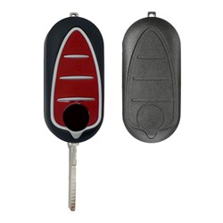 Silca Automotive Key and Remote Complete Replacement Flip Shell for Alfa Romeo 3 Button SIP22 Profile SIP22BRS8