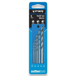 Suttom Drill Viper Jobber HSS 5 Piece Refill Set 1.5,2.0,3.0,4.0,5.0mm (Replaces D101SRKM3) - D105VRKM3