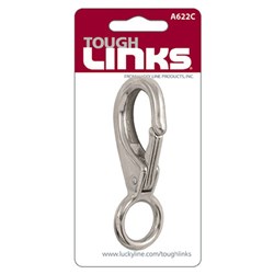Lucky Line Tough Links Spring Hook with 90 Degree Fixed Eyelet 95mm in SS - A622C