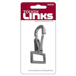 Lucky Line Tough Links Spring Hook with 19x9.5mm Rectangular Eye for Strap in Nickel Plated Zinc - A653C