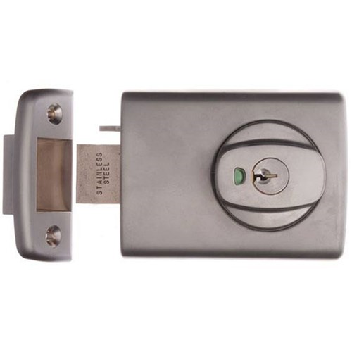 Lockwood 001 Double Cylinder Deadlatch with Knob and Timber Frame Open Out Strike in Satin Chrome - 001-4K1SC