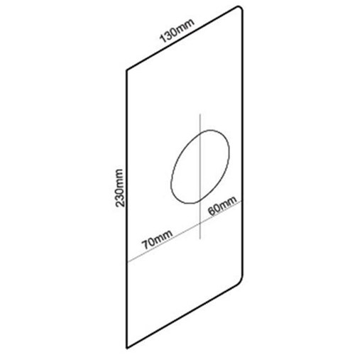 BDS Dress Plate with Offset 60/70mm Backset 54mm dia. Hole 230x130x1.5mm SSS - FP60-70