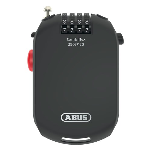 Abus Combiflex 2503/120 Combination Cable Lock with Adjustable Retractable Cable and Mounting Pouch.In Black Display Boxed