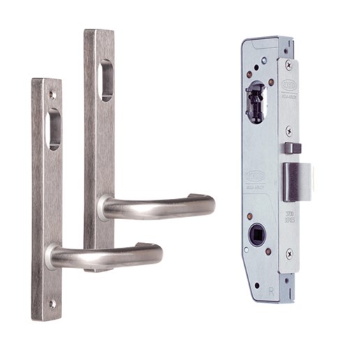 Lockwood 3782 Narrow Stile Double Cylinder Lock Kit with Square End Plate Furniture Satin Chrome without Cylinder - 3782KIT01NOCYL