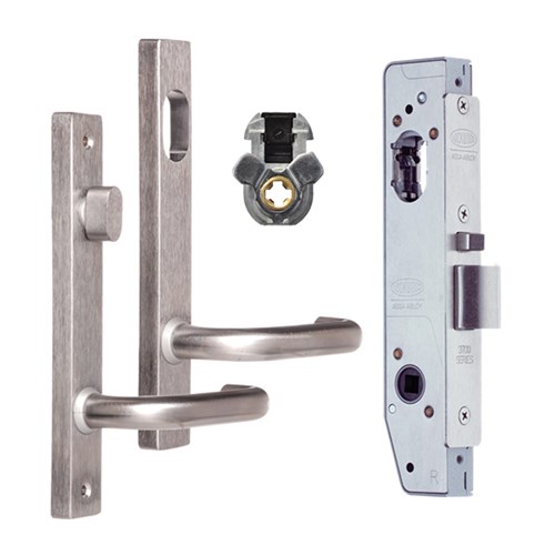 Lockwood 3782 Narrow Stile Entrance Lock Kit with Square End Plate Furniture Satin Chrome Adaptor without Cylinder - 3782KIT04NOCYL