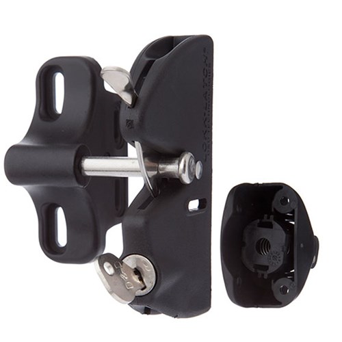 D&D LokkLatch S2 Lockable Gate Latch with External Access Kit with LF31R Wafer Cylinder Black - LLAAB