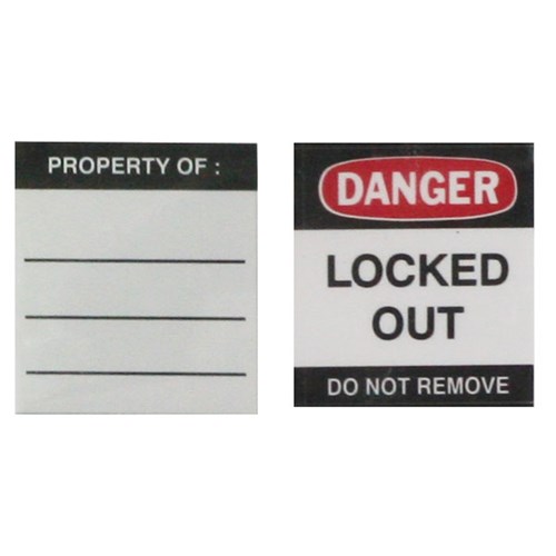 ABUS LOCK OUT LABEL 74/40 SET of 2, Front/Back STICKER Pk=50