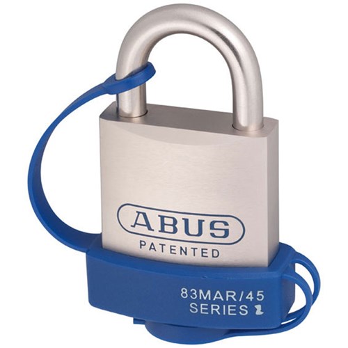 ABUS Mariner Series Premium Rekeyable Padlock with 45mm Pearl Chrome Plated Brass Body and 25mm Stainless Steel Shackle KD with Weather Cover Display Pack - 83MAR45NWCC