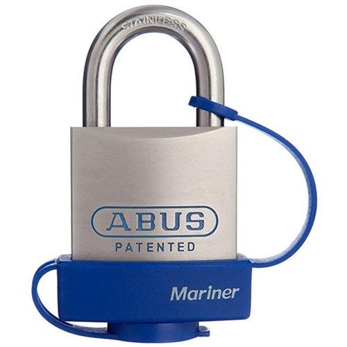 ABUS Mariner Series Premium Rekeyable Padlock with 45mm Pearl Chrome Plated Brass Body and 25mm Stainless Steel Shackle KD with Weather Cover Display Pack - 83MAR45NWCC