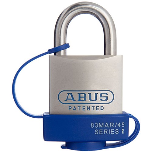 ABUS Mariner Series Premium Rekeyable Padlock with 45mm Pearl Chrome Plated Brass Body and 25mm Stainless Steel Shackle KD with Weather Cover Display Pack - 83MAR45NWCC