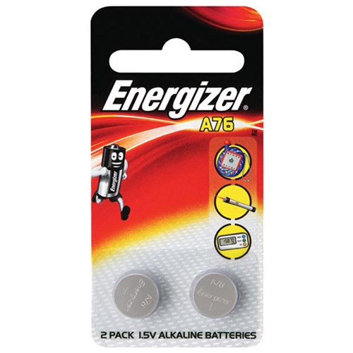 Energizer A76 LR44 1.5V Alkaline Coin Cell Battery Pack of 2 - E000016900