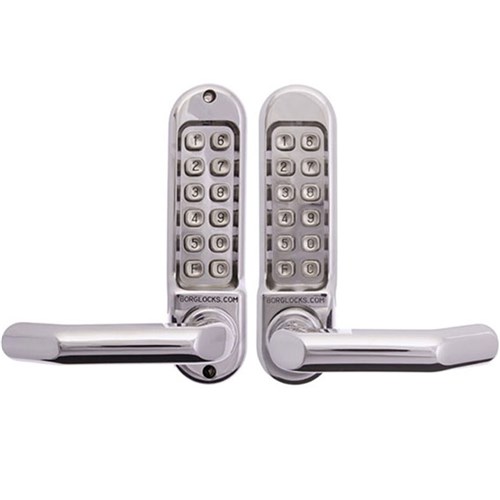 Borg Mechanical Digital Door Lock with Lever Back to Back Keypads External Grade Chrome Plate - BL5051MG