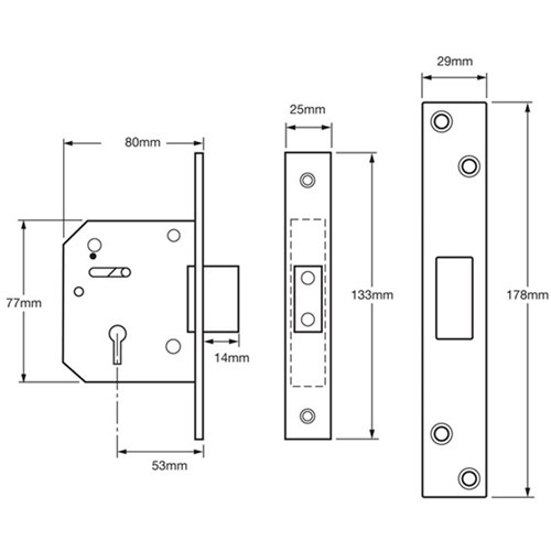 CHUBB MORTICE LOCK 3G115-SC-80