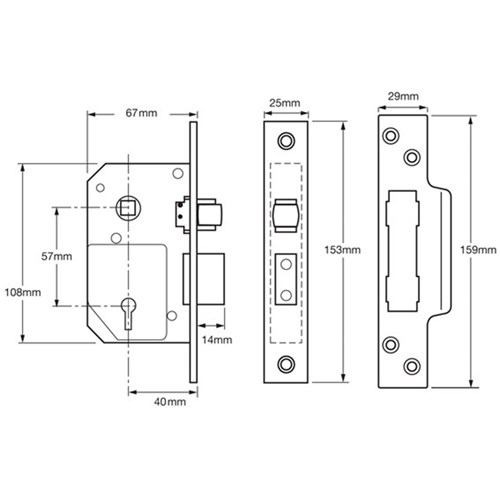 CHUBB MORTICE LOCK 3K74-SC-67