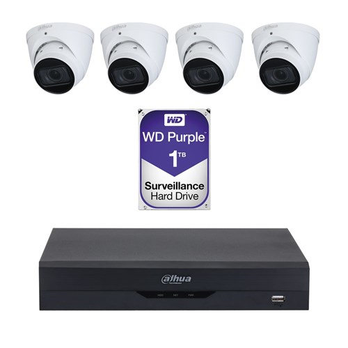 DAHUA 4 Channel Camera Kit, includes NVR2104HSPI2, 4x HDBW2531ESS2 Cameras and 1TB Hard Disk Drive