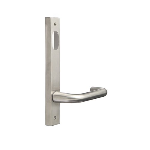 Dormakaba Furniture Narrow Square End Plate Visible Fix with Cylinder Hole and Noosa Lever SSS - 6401/30 SSS