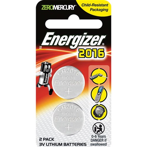 Energizer CR2016 3V Coin Cell Lithium Battery Pack of 2 - E303805400