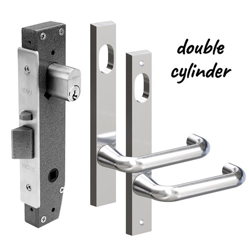 LEGGE NARROW STILE GLASS DOOR DBL CYL MORTISE LOCK KIT 23mm (KIT7) WITH L95MFS LOCK & 5300/29SSS, 5301/29SSS 