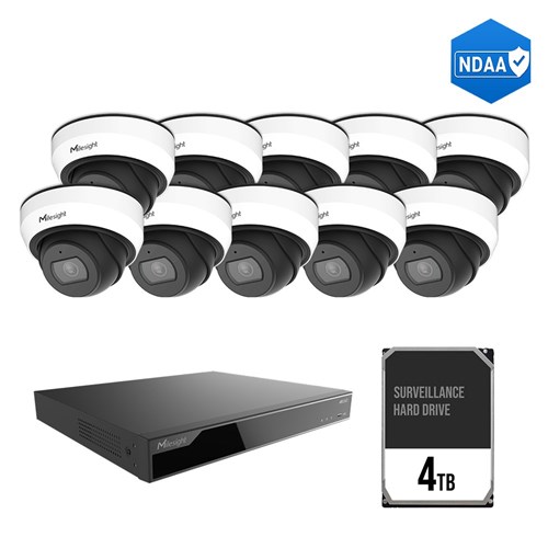 Milesight 16 Channel Camera Kit including 10x 5MP Mini Dome Fixed Lens Cameras and 4TB HDD, NDAA Compliant