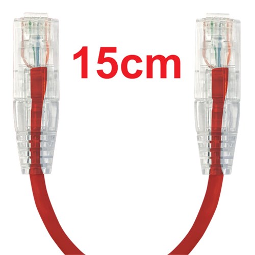Neptune Cat6 Ultra-Thin Patch Lead, 15cm, Red