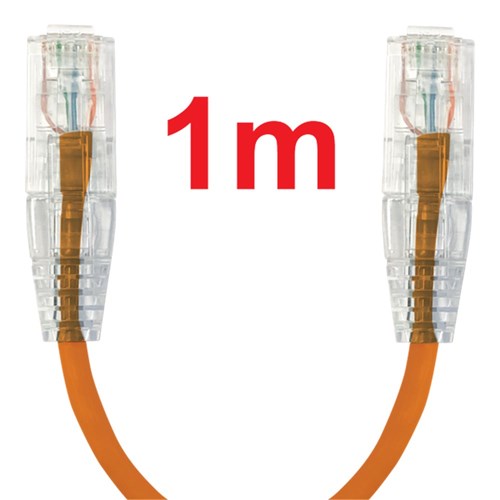 Neptune Cat6 Ultra-Thin Patch Lead, 1m, Orange