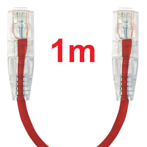 Neptune Cat6 Ultra-Thin Patch Lead, 1m, Red