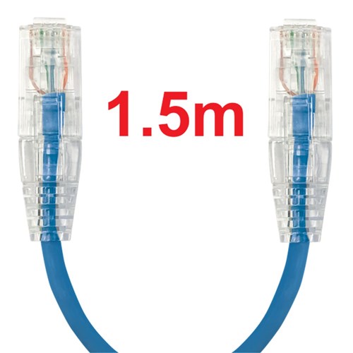 Neptune Cat6 Ultra-Thin Patch Lead, 1.5m, Blue