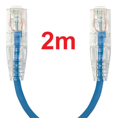 Neptune Cat6 Ultra-Thin Patch Lead, 2m, Blue