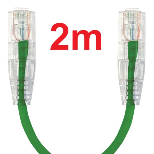 Neptune Cat6 Ultra-Thin Patch Lead, 2m, Green