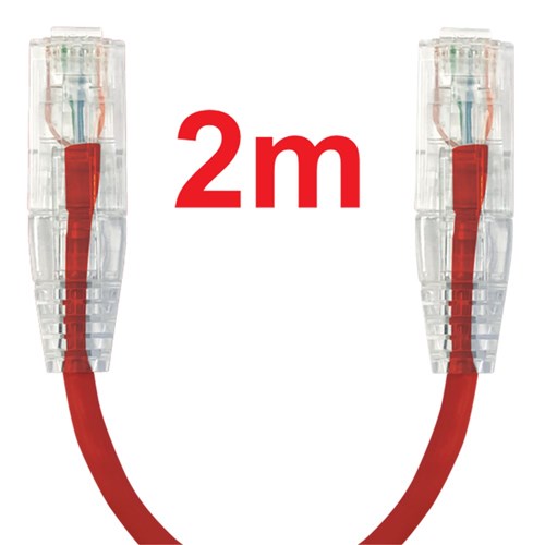 Neptune Cat6 Ultra-Thin Patch Lead, 2m, Red