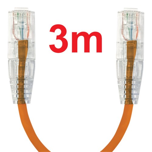 Neptune Cat6 Ultra-Thin Patch Lead, 3m, Orange