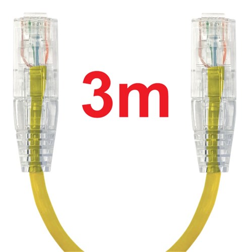 Neptune Cat6 Ultra-Thin Patch Lead, 3m, Yellow