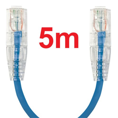 Neptune Cat6 Ultra-Thin Patch Lead, 5m, Blue