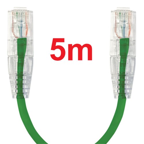 Neptune Cat6 Ultra-Thin Patch Lead, 5m, Green