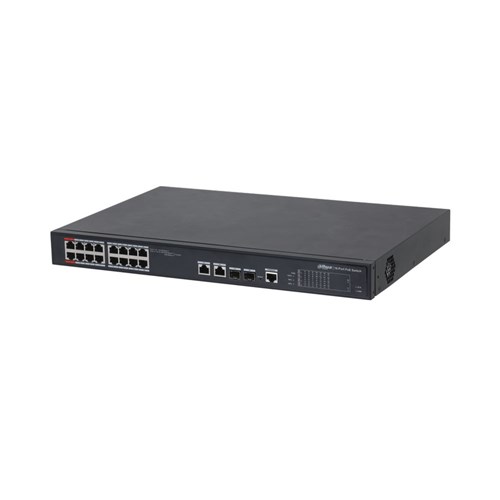 Dahua 18 Port Layer 2 Managed Network Switch with 16 PoE Ports, 2 Gigabit Uplink Ports plus 2 SFP Ports - DH-PFS4218-16ET-190