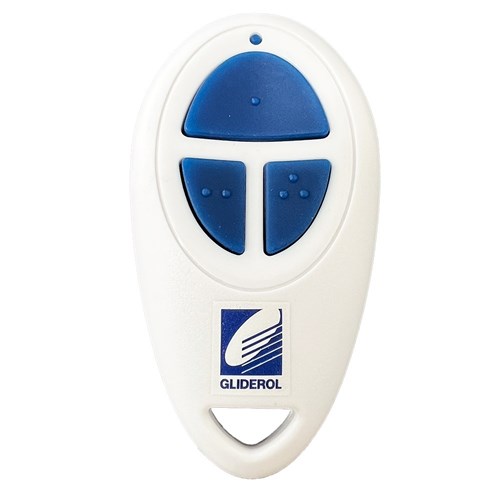 Gliderol Garage Door Remote with 3 Buttons in White with Blue Buttons - TM390 Gen II