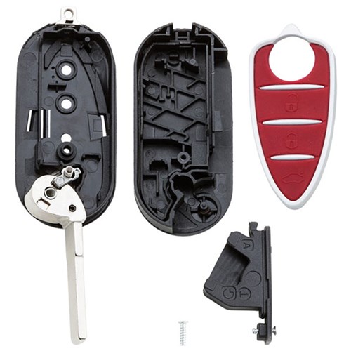 Silca Automotive Key and Remote Complete Replacement Flip Shell for Alfa Romeo 3 Button SIP22 Profile SIP22BRS8
