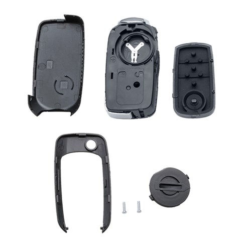 Silca Automotive Key and Remote Complete Replacement Flip Shell for Jeep and Fiat 4 Button SIP22 Profile SIP22JRS7